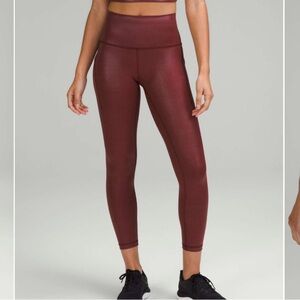 Lululemon Wunder Train High-Rise Tight with Pockets 25" Red Foil Leggings Sz 2
